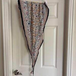 J.Jill Floral Patterned Scarf with Tassels. triangle shape